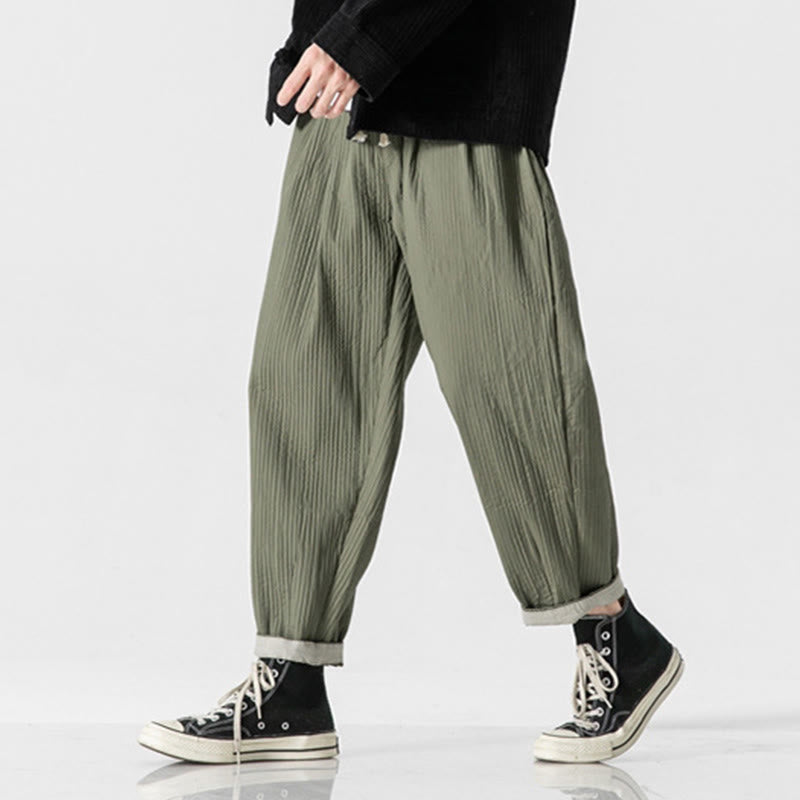 Męskie spodnie haremowe z kieszeniami i ściągaczem Buddha Stones Fall w jednolitym kolorze - image 6