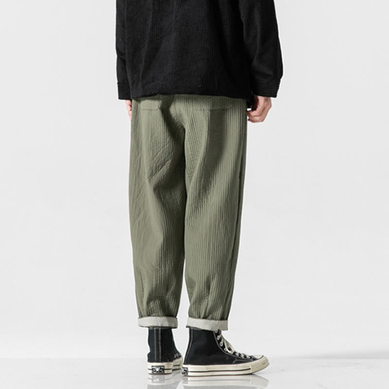 Męskie spodnie haremowe z kieszeniami i ściągaczem Buddha Stones Fall w jednolitym kolorze - image 4