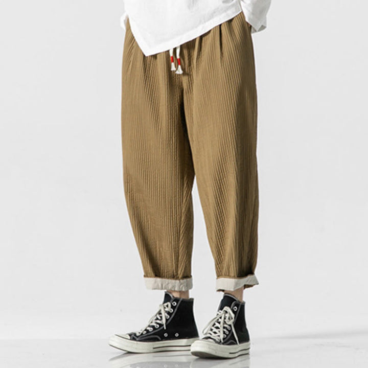 Męskie spodnie haremowe z kieszeniami i ściągaczem Buddha Stones Fall w jednolitym kolorze - image 15