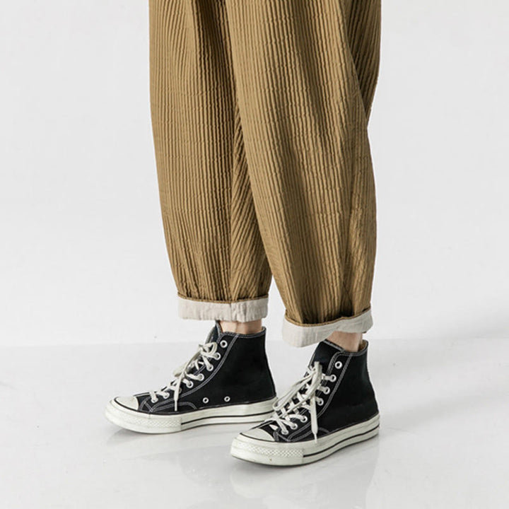 Męskie spodnie haremowe z kieszeniami i ściągaczem Buddha Stones Fall w jednolitym kolorze - image 20