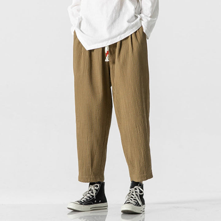 Męskie spodnie haremowe z kieszeniami i ściągaczem Buddha Stones Fall w jednolitym kolorze - image 11