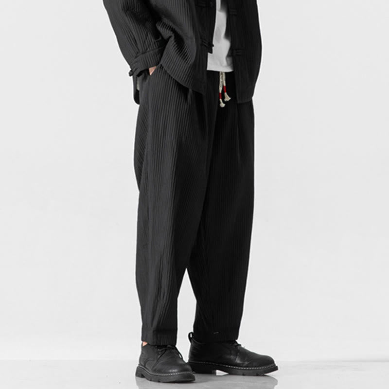 Męskie spodnie haremowe z kieszeniami i ściągaczem Buddha Stones Fall w jednolitym kolorze - image 24