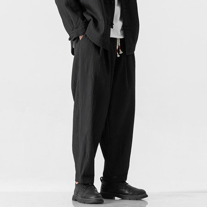 Męskie spodnie haremowe z kieszeniami i ściągaczem Buddha Stones Fall w jednolitym kolorze - image 24