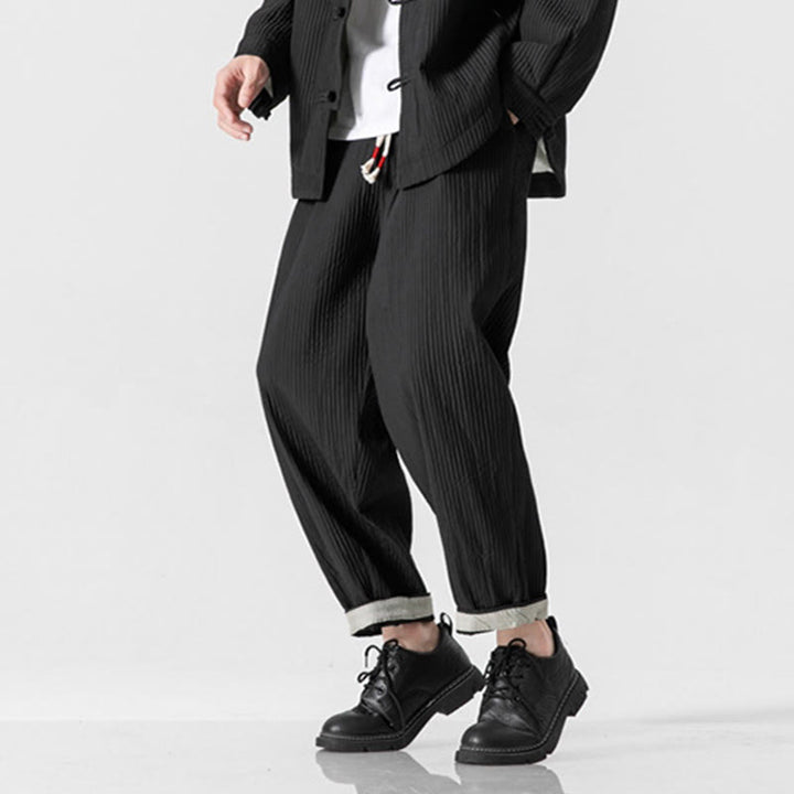 Męskie spodnie haremowe z kieszeniami i ściągaczem Buddha Stones Fall w jednolitym kolorze - image 30