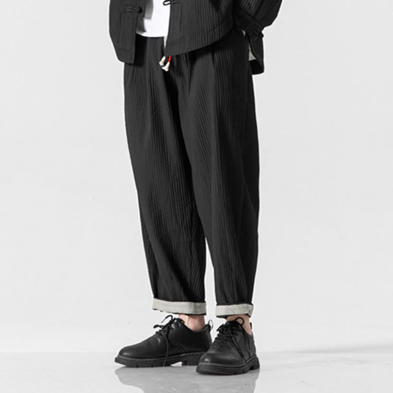 Męskie spodnie haremowe z kieszeniami i ściągaczem Buddha Stones Fall w jednolitym kolorze - image 29