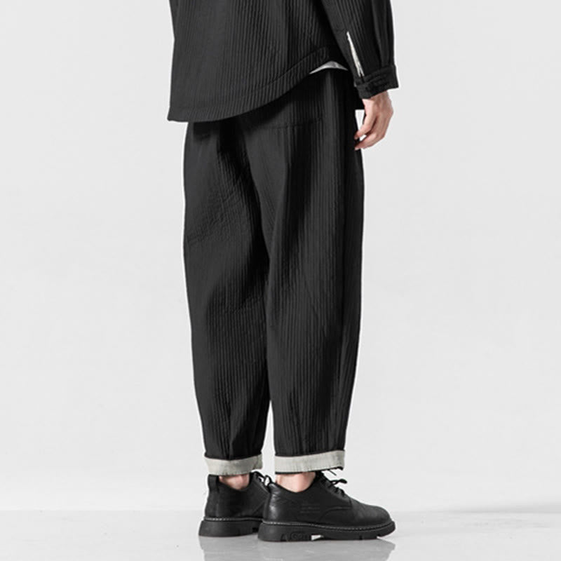 Męskie spodnie haremowe z kieszeniami i ściągaczem Buddha Stones Fall w jednolitym kolorze - image 26