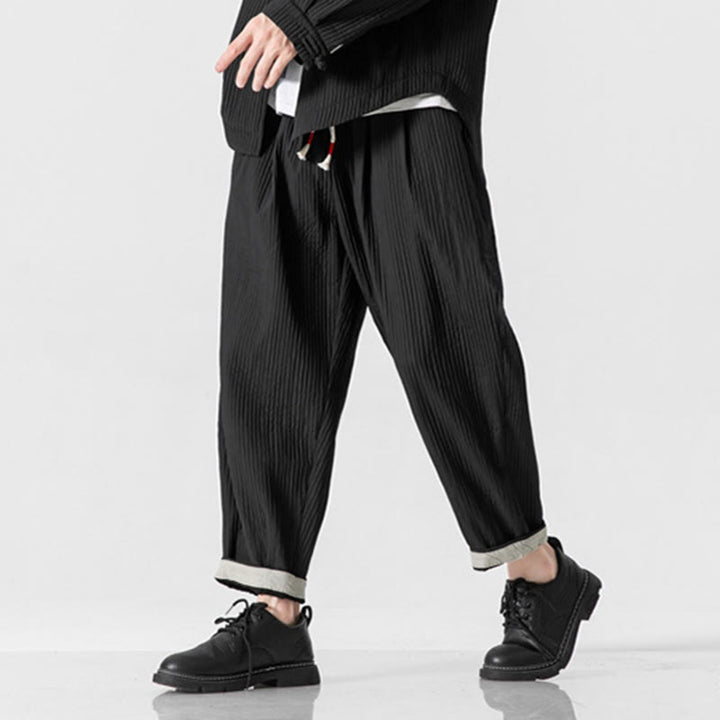 Męskie spodnie haremowe z kieszeniami i ściągaczem Buddha Stones Fall w jednolitym kolorze - image 28