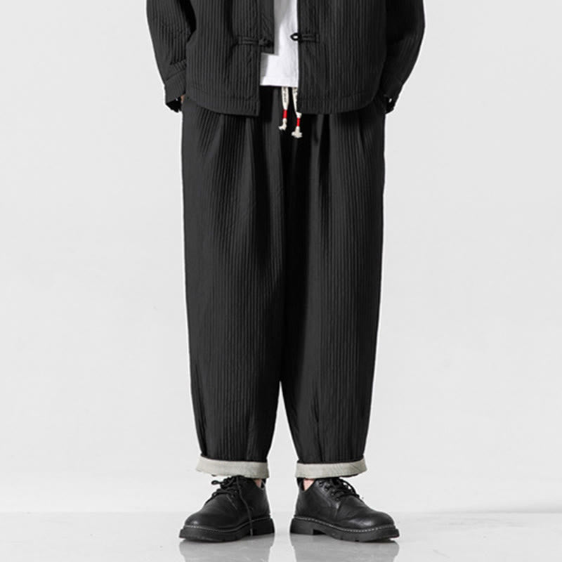 Męskie spodnie haremowe z kieszeniami i ściągaczem Buddha Stones Fall w jednolitym kolorze - image 31