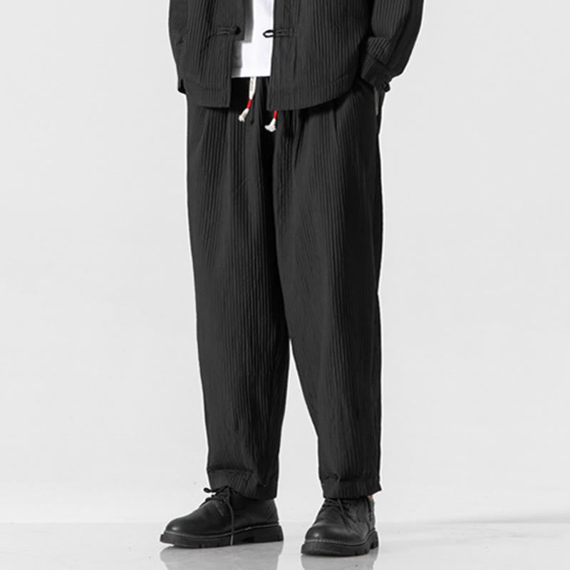 Męskie spodnie haremowe z kieszeniami i ściągaczem Buddha Stones Fall w jednolitym kolorze - image 25