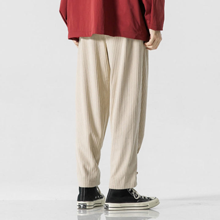 Spodnie męskie z prostymi nogawkami i kieszeniami, jesień/zima, z motywem Buddha Stones, z bawełny, w jednolitym kolorze, z guzikami - image 19