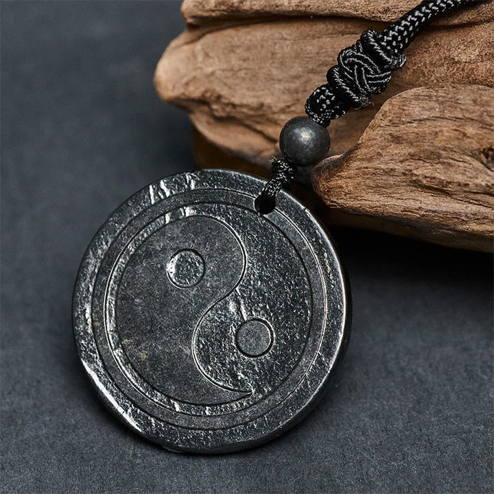 Naszyjnik z Buddha Stones , naturalny autentyczny kamień szungit, rzeźbiony, ochrona yin yang - image 3