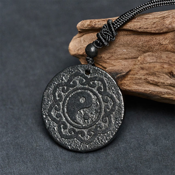 Naszyjnik z Buddha Stones Tai Chi Yin Yang z autentycznym kamieniem szungitowym i wisiorkiem z wewnętrzną siłą - image 1