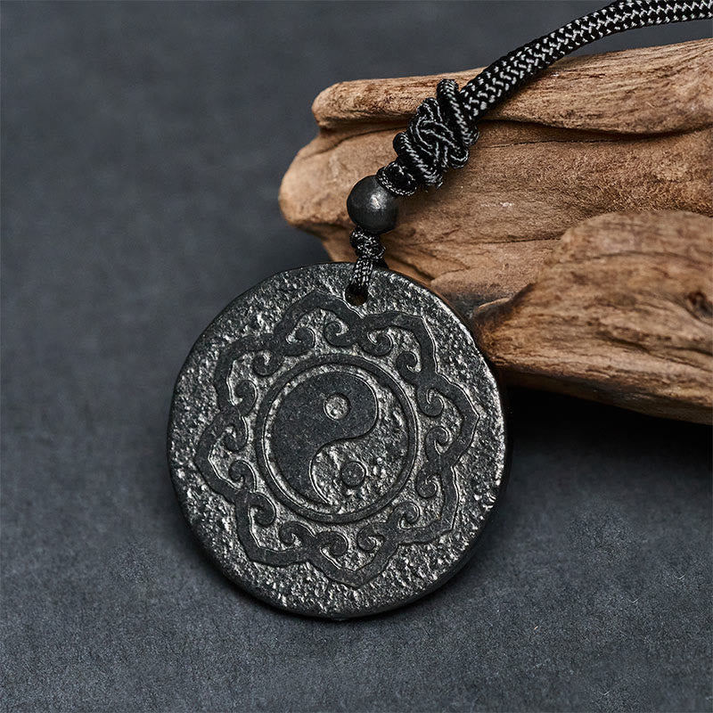 Naszyjnik z Buddha Stones Tai Chi Yin Yang z autentycznym kamieniem szungitowym i wisiorkiem z wewnętrzną siłą - image 1