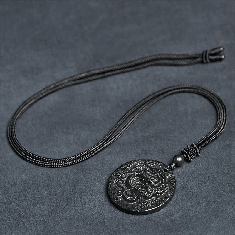 Naszyjnik z wisiorkiem z Buddha Stones z rzeźbionym wzorem smoka i autentycznym kamieniem szungitowym - image 8