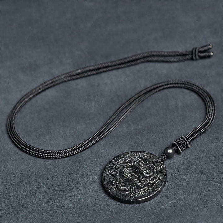 Naszyjnik z wisiorkiem z Buddha Stones z rzeźbionym wzorem smoka i autentycznym kamieniem szungitowym - image 8