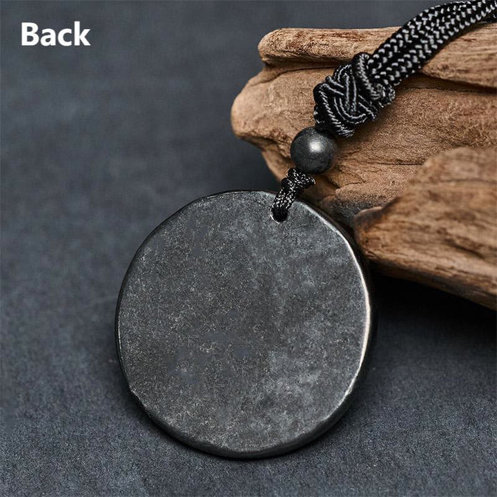 Naszyjnik z wisiorkiem z Buddha Stones z rzeźbionym wzorem smoka i autentycznym kamieniem szungitowym - image 6