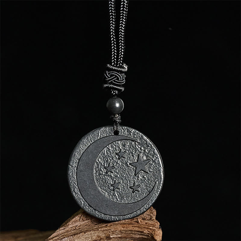 Naszyjnik z Buddha Stones, gwiazda księżycowa, okrągły wzór, autentyczny kamień szungit, ochrona, wisior - image 2