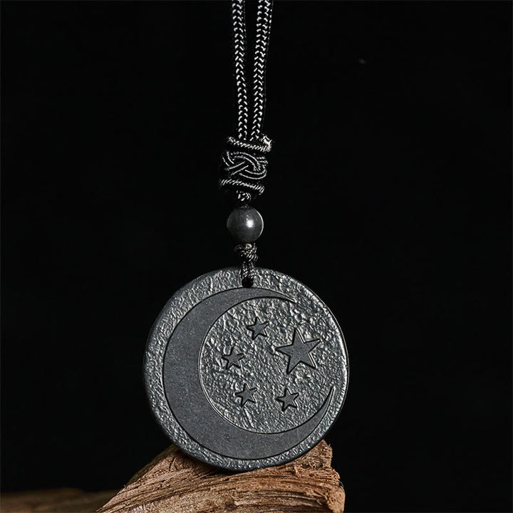 Naszyjnik z Buddha Stones, gwiazda księżycowa, okrągły wzór, autentyczny kamień szungit, ochrona, wisior - image 2