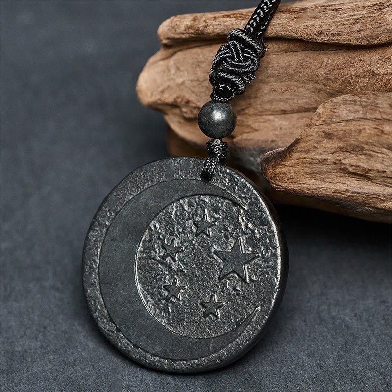 Naszyjnik z Buddha Stones, gwiazda księżycowa, okrągły wzór, autentyczny kamień szungit, ochrona, wisior - image 3