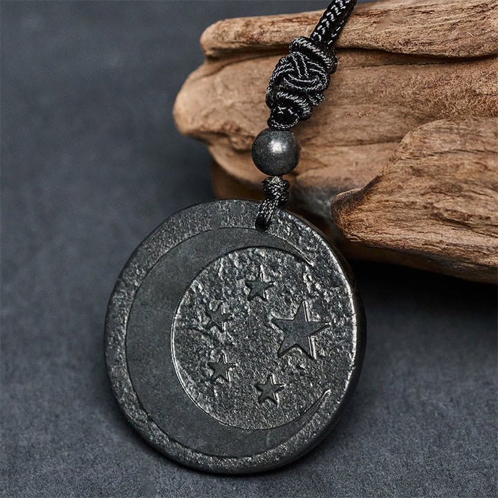 Naszyjnik z Buddha Stones, gwiazda księżycowa, okrągły wzór, autentyczny kamień szungit, ochrona, wisior - image 3