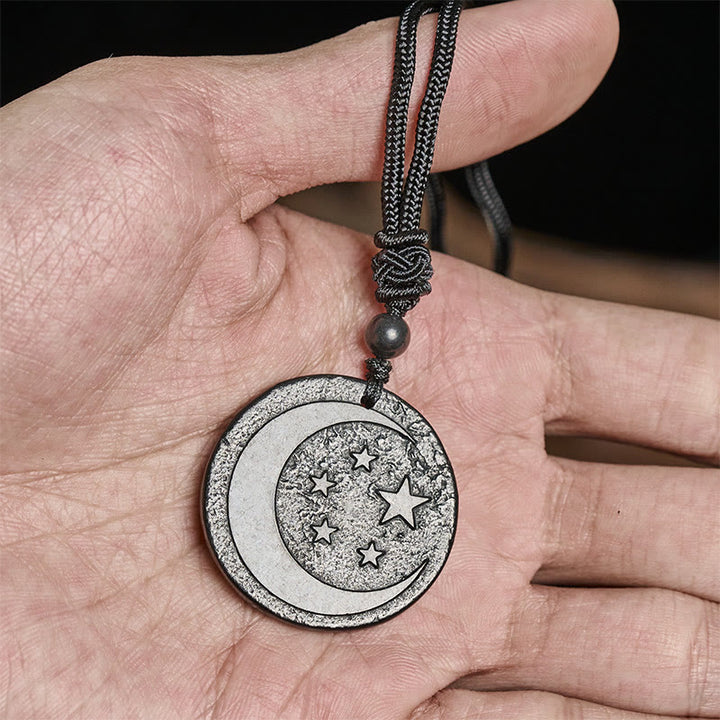Naszyjnik z Buddha Stones, gwiazda księżycowa, okrągły wzór, autentyczny kamień szungit, ochrona, wisior - image 6