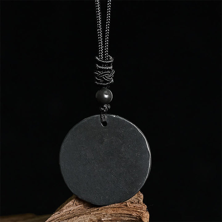 Naszyjnik z Buddha Stones w kształcie koła, prosty design, autentyczny wisiorek z kamieniem szungitowym - image 3