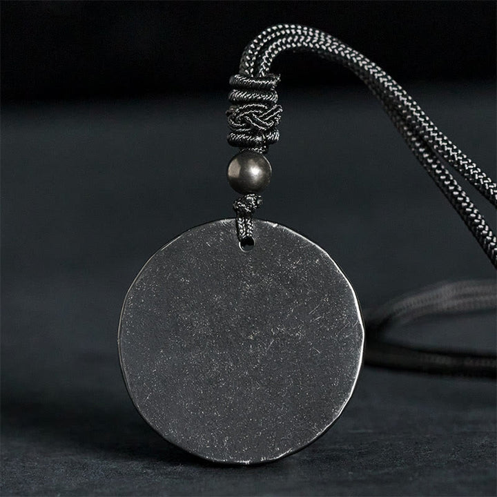 Naszyjnik z Buddha Stones w kształcie koła, prosty design, autentyczny wisiorek z kamieniem szungitowym - image 1