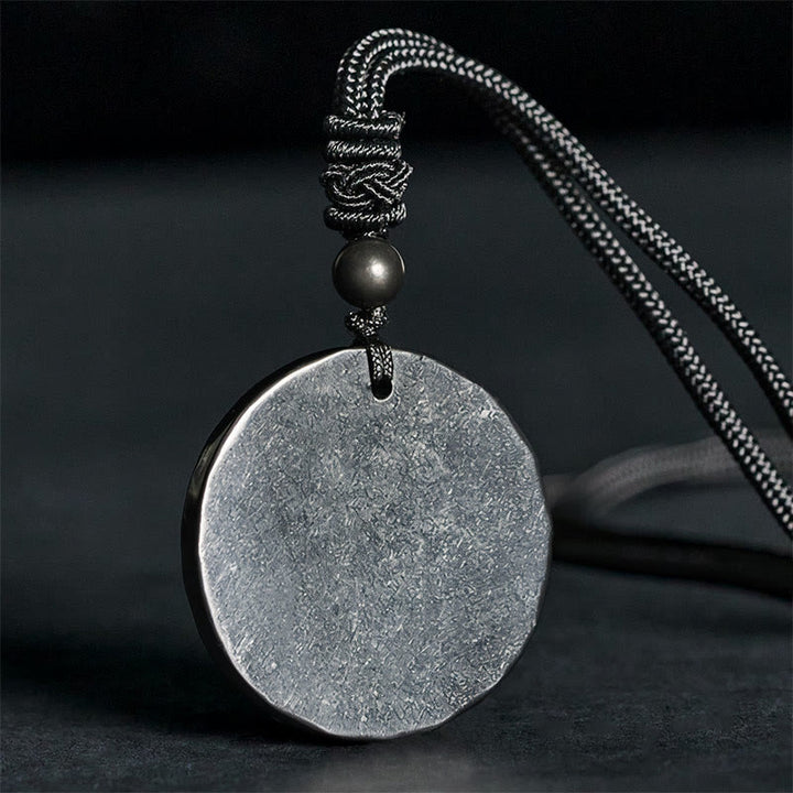 Naszyjnik z Buddha Stones w kształcie koła, prosty design, autentyczny wisiorek z kamieniem szungitowym - Kamień szungitowy (ochrona ♥ uziemienie) - 35-40 mm - image 0