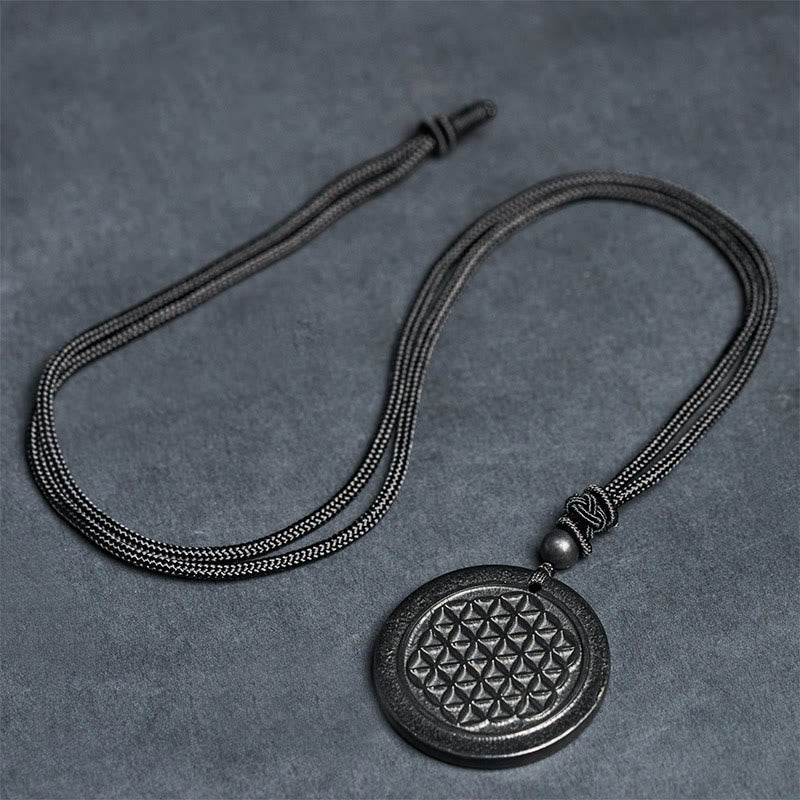 Naszyjnik z Buddha Stones Kwiat Życia z autentycznym kamieniem szungitowym i ochroną - image 6