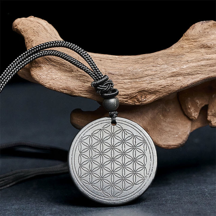 Naszyjnik z Buddha Stones Kwiat Życia z autentycznym kamieniem szungitowym i ochroną - image 10