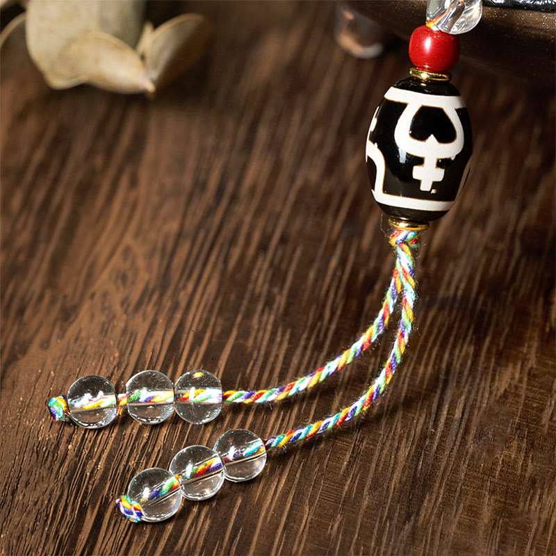 Buddha Stones 108 koralików Liuli Crystal Dzi Koralik Agat Błogosławieństwa Tassel Mala - image 6