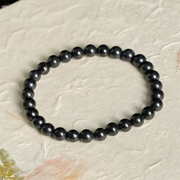 Bransoletka z Buddha Stones Round Authentic Shungite Inner Strength - 6 mm - image 1