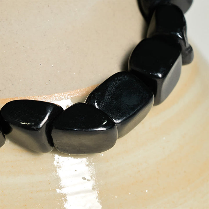 Bransoletka z koralików ochronnych z kamieni Buddha Stones 8 mm, naturalny autentyczny kamień szungit - image 4