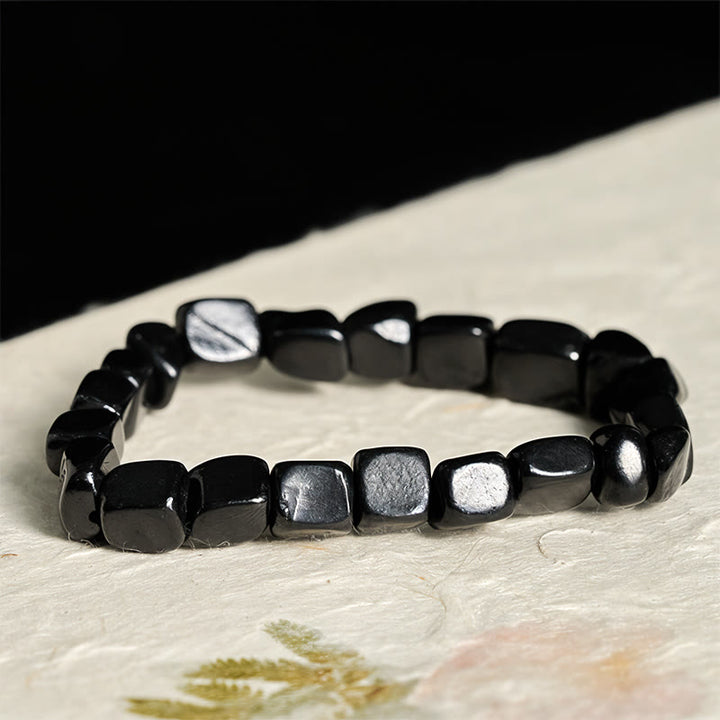 Bransoletka z koralików ochronnych z kamieni Buddha Stones 8 mm, naturalny autentyczny kamień szungit - Kamień szungitowy (czystość ♥ wewnętrzna siła) - image 0