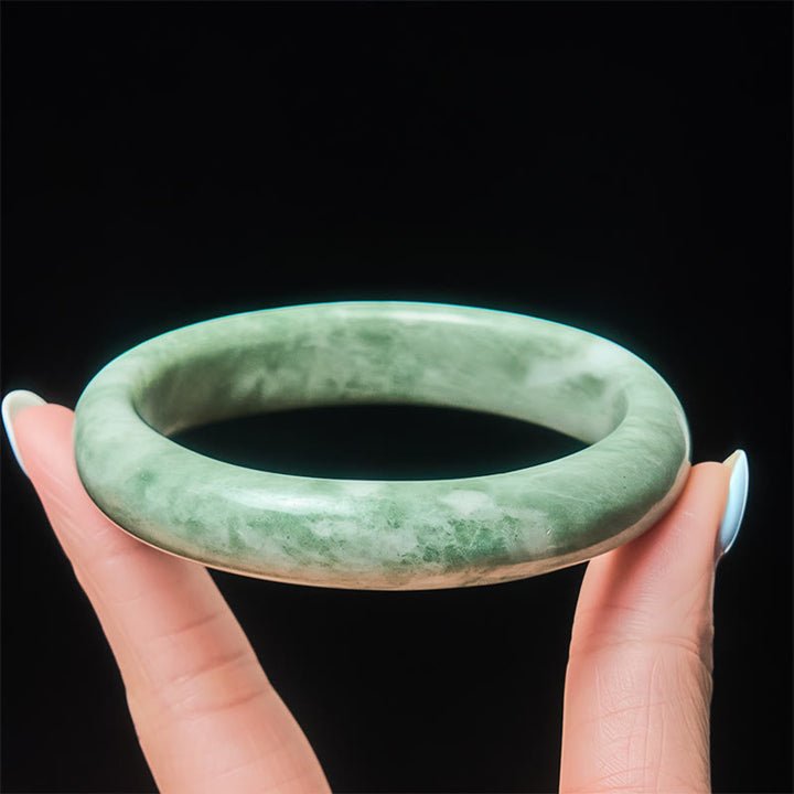 Bransoletka z naturalnym jadeitem i Buddha Stones, prosta w konstrukcji, z mankietem i napisem „Prosperity” - image 3