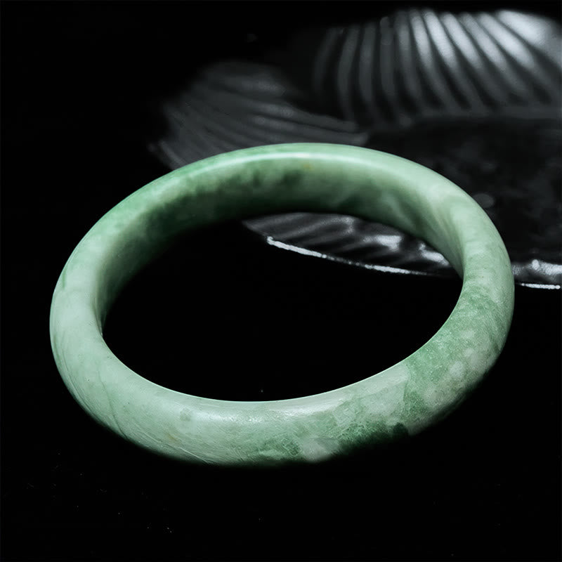 Bransoletka z naturalnym jadeitem i Buddha Stones, prosta w konstrukcji, z mankietem i napisem „Prosperity” - image 2