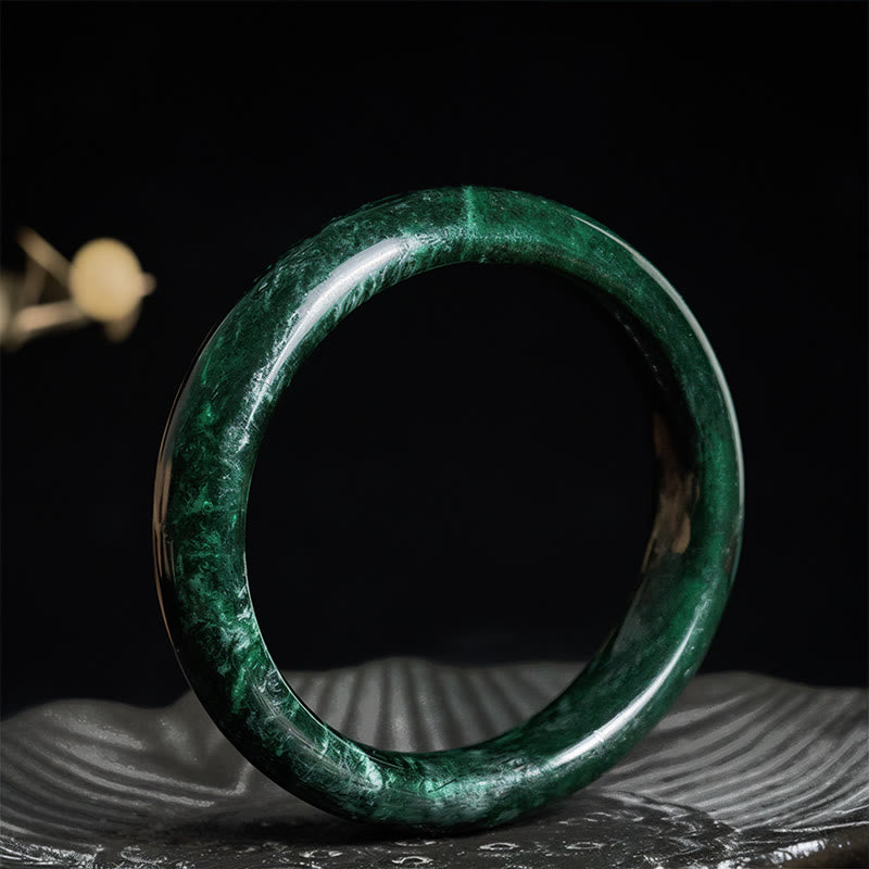 Bransoletka ochronna z czarno-zielonego jadeitu z Buddha Stones Nanyang - 62 mm - image 0