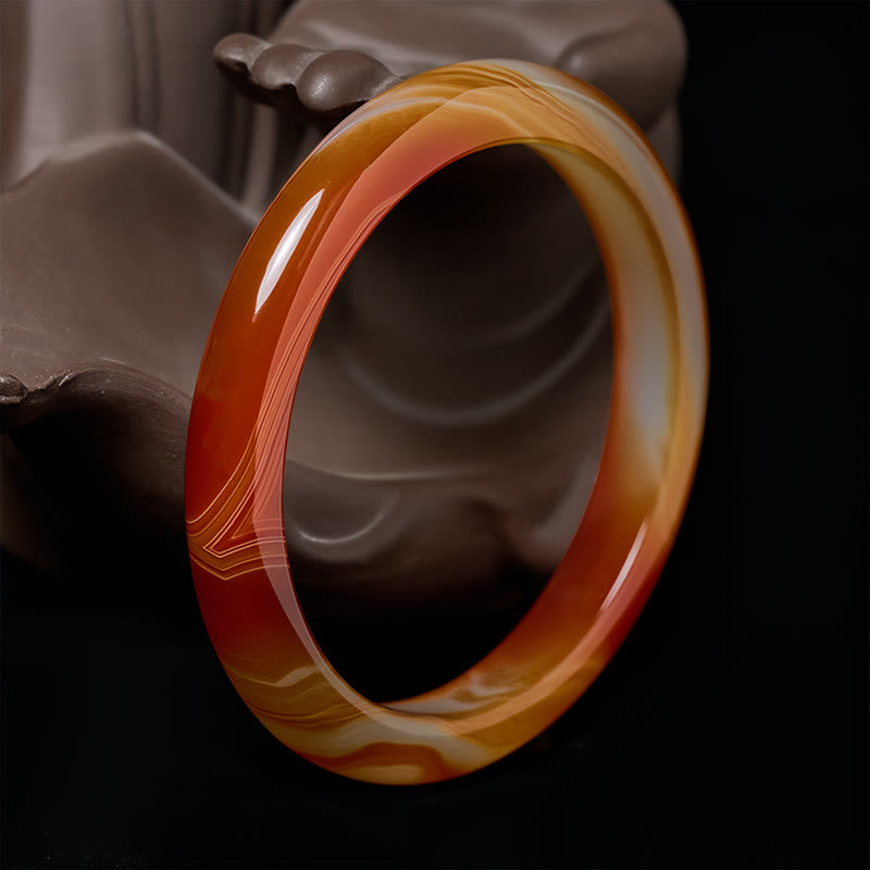 Bransoletka z Buddha Stones z żyłkowanym wzorem i spokojnym czerwonym agatem - Czerwony Agat (Logiczne myślenie ♥ Samoakceptacja) - 61-62 mm - image 0