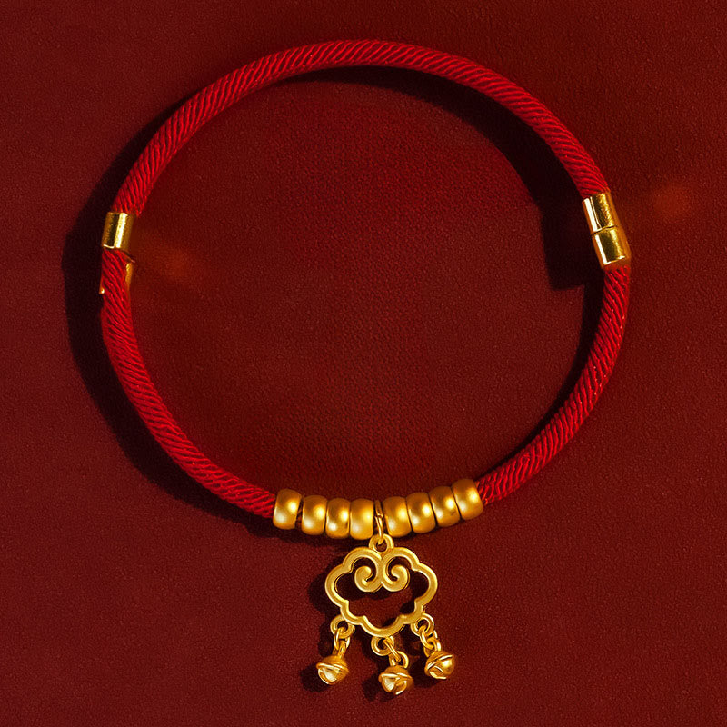 Buddha Stones, czerwony sznurek ochronny, regulowana obroża dla kotów i małych psów - Wisiorek z pomyślną chmurą - 25-50 cm - image 9