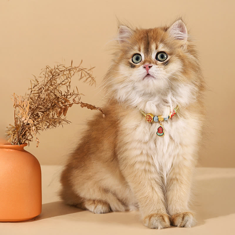 Wisiorek z Buddha Stones z metalu, czerwony sznurek, pokój, radość, błogosławieństwo, ochrona, regulowany, obroża dla kotów i małych psów - image 12