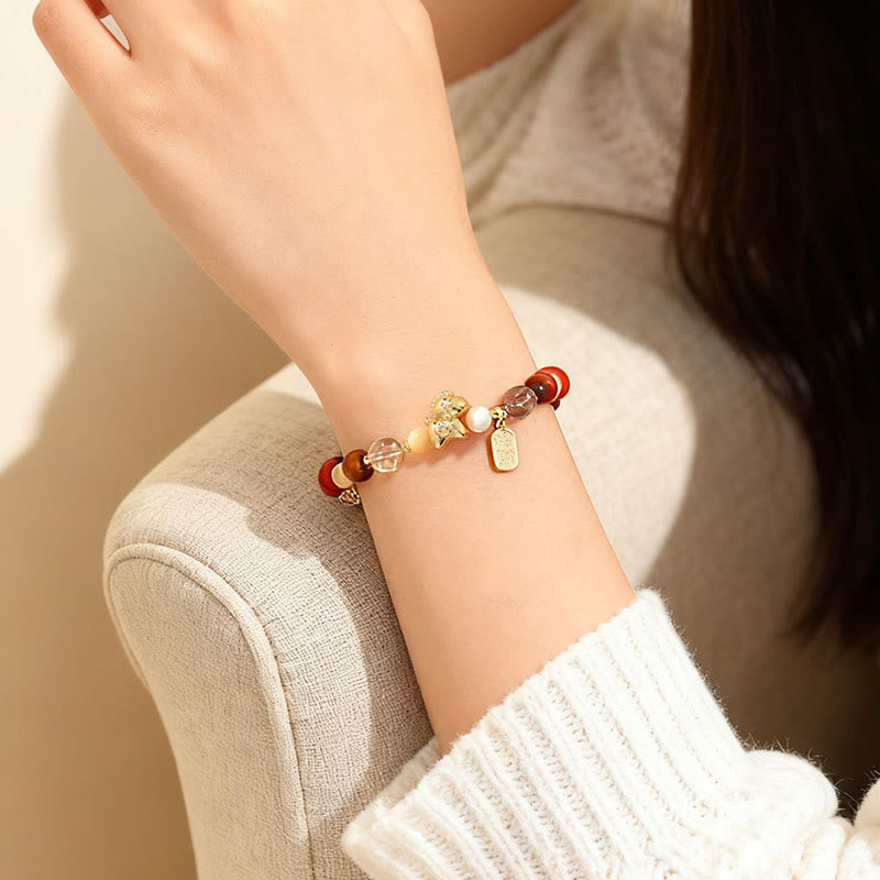 Bransoletka z Buddha Stones , tygrysim okiem, lodowym obsydianem i perłą, rokiem konia, szczęściem i dobrobytem - image 20