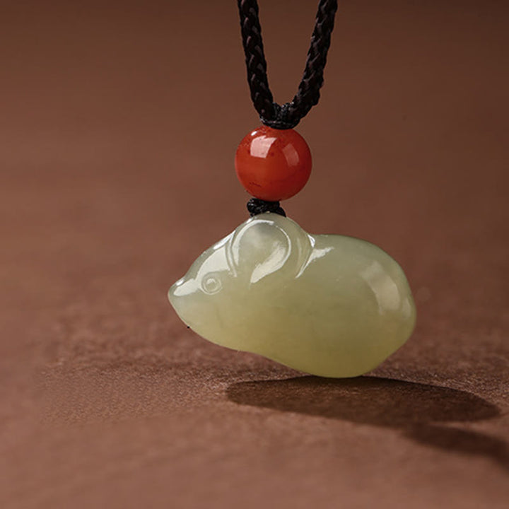 Buddha Stones, chiński zodiak, rok konia, naszyjnik z jadeitu z czerwonego agatu z południa, wisiorki z dobrobytu - Szczur - image 6