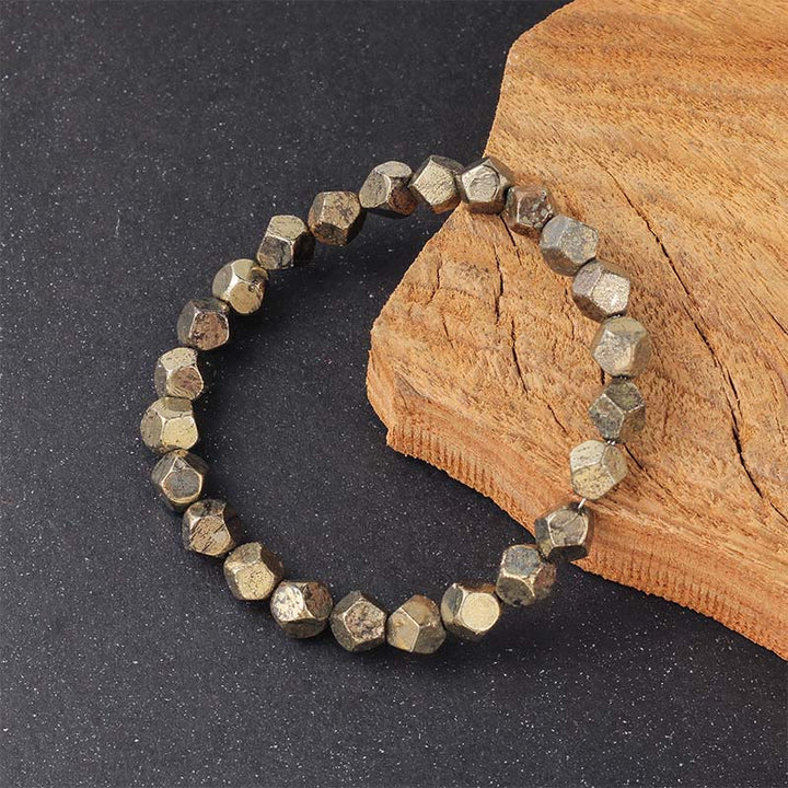 Bransoletka z nieregularnymi koralikami z Buddha Stones i pirytu, zapewniająca ochronę i pewność siebie - image 4