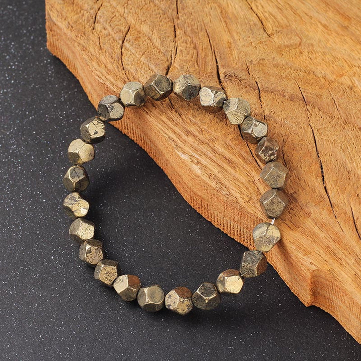 Bransoletka z nieregularnymi koralikami z Buddha Stones i pirytu, zapewniająca ochronę i pewność siebie - image 7