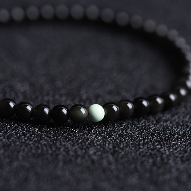 Bransoletka z Buddha Stones z czarnego obsydianu i turkusu, zapewniająca spełnienie siły - image 4