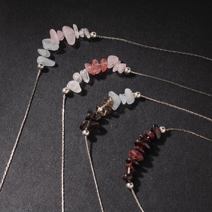 Buddha Stones , czarny obsydian, kwarc dymny, granat, akwamaryn, kwarc truskawkowy, różowy kryształ, siła, wisior - image 27