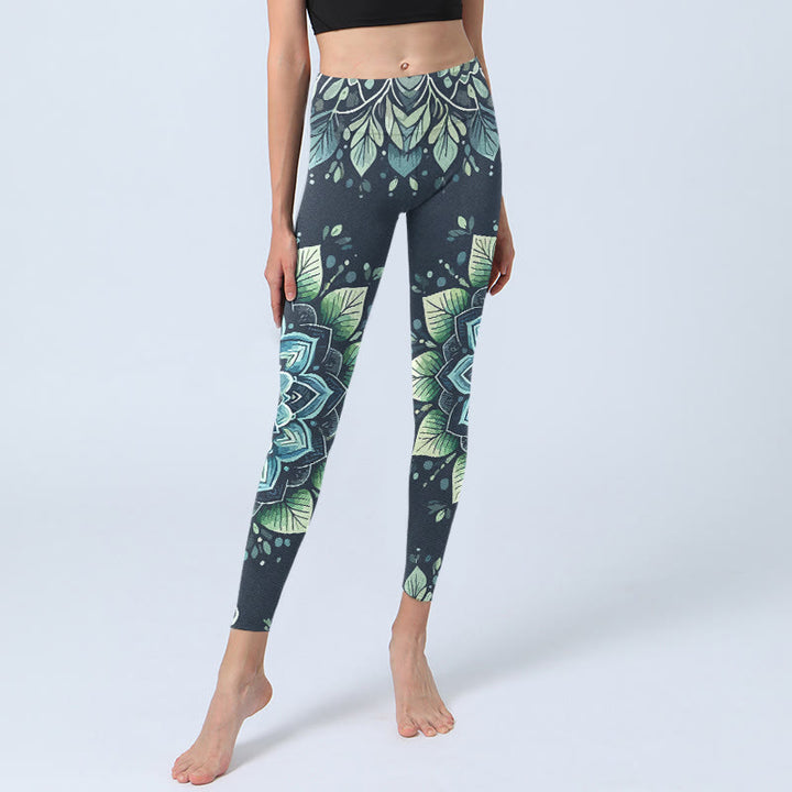 Legginsy do jogi damskie z symetrycznym symbolem Om i Buddha Stones - image 5