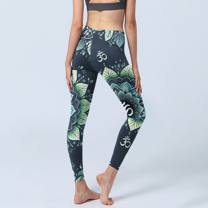 Legginsy do jogi damskie z symetrycznym symbolem Om i Buddha Stones - image 4