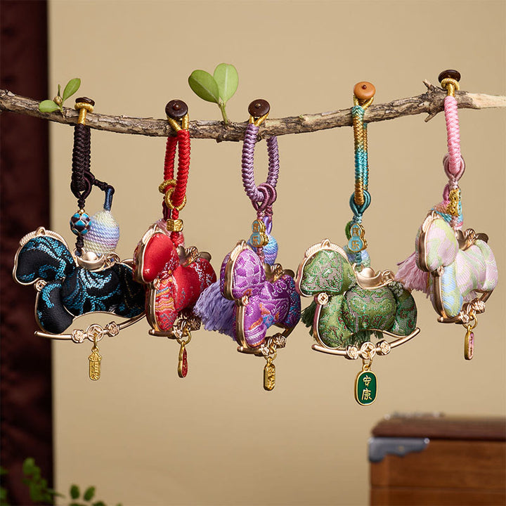 Wielokolorowe Buddha Stones Rok konia Tykwa w kształcie sztabki, brelok do kluczy z motywem wolności i dobrobytu - image 9