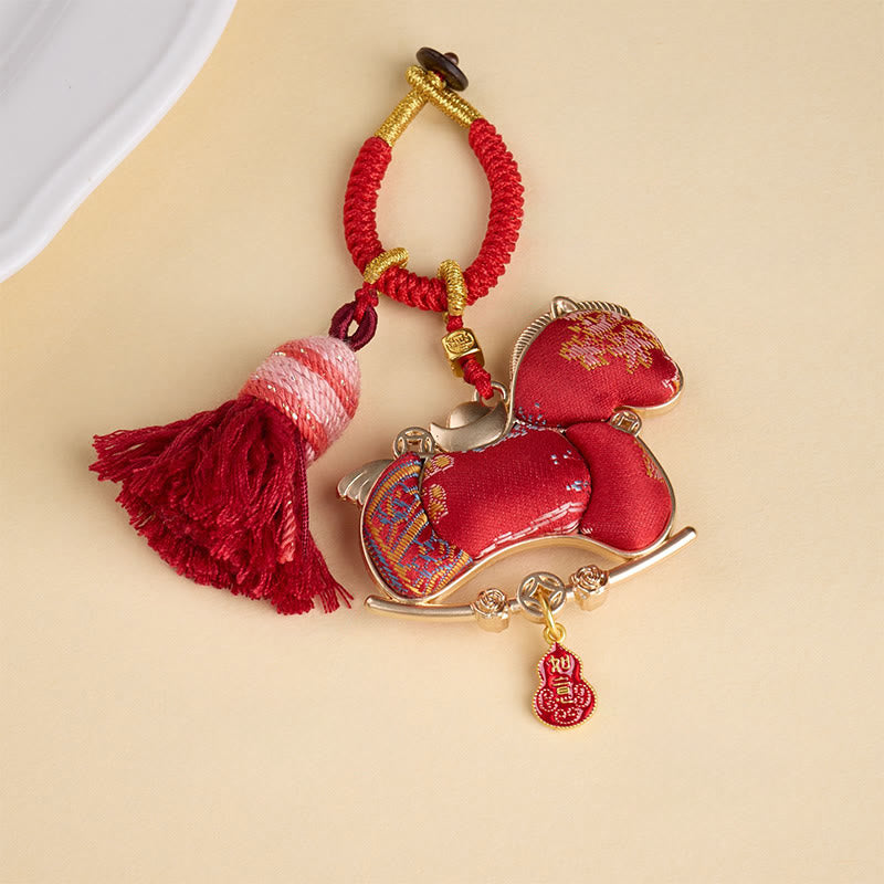 Wielokolorowe Buddha Stones Rok konia Tykwa w kształcie sztabki, brelok do kluczy z motywem wolności i dobrobytu - image 1